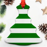 Horizontal Stripes - White and Green Ornament (Christmas Tree)