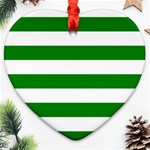 Horizontal Stripes - White and Green Ornament (Heart)