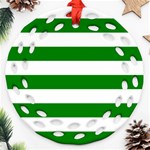 Horizontal Stripes - White and Green Ornament (Round Filigree)