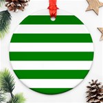 Horizontal Stripes - White and Green Round Ornament (Two Sides)