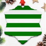 Horizontal Stripes - White and Green Ornament (Snowflake)