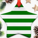 Horizontal Stripes - White and Green Star Ornament (Two Sides)
