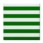 Horizontal Stripes - White and Green Tile Coaster