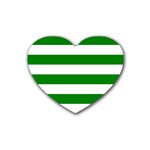 Horizontal Stripes - White and Green Heart Coaster (4 pack)