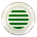 Horizontal Stripes - White and Green Porcelain Plate