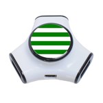 Horizontal Stripes - White and Green Portable USB Hub (One Side)