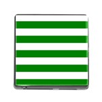 Horizontal Stripes - White and Green Memory Card Reader (Square)