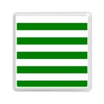 Horizontal Stripes - White and Green Memory Card Reader with Storage (Square)