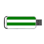 Horizontal Stripes - White and Green Portable USB Flash (One Side)