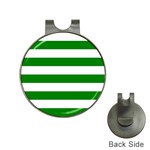Horizontal Stripes - White and Green Golf Ball Marker Hat Clip