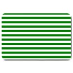 Horizontal Stripes - White and Green Large Doormat