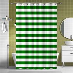 Horizontal Stripes - White and Green Shower Curtain 48  x 72  (Small)