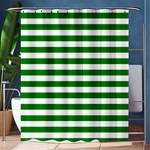 Horizontal Stripes - White and Green Shower Curtain 60  x 72  (Medium)