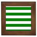 Horizontal Stripes - White and Green Framed Tile