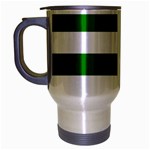 Horizontal Stripes - White and Green Travel Mug (Silver Gray)