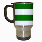 Horizontal Stripes - White and Green Travel Mug (White)