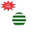 Horizontal Stripes - White and Green 1  Mini Button (10 pack)