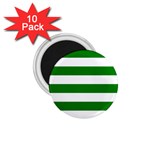 Horizontal Stripes - White and Green 1.75  Magnet (10 pack)