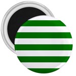 Horizontal Stripes - White and Green 3  Magnet