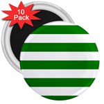 Horizontal Stripes - White and Green 3  Magnet (10 pack)