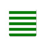 Horizontal Stripes - White and Green Magnet (Square)