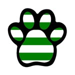 Horizontal Stripes - White and Green Magnet (Paw Print)