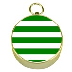 Horizontal Stripes - White and Green Gold Compass