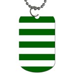 Horizontal Stripes - White and Dark Green Dog Tag (Two Sides)