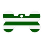 Horizontal Stripes - White and Dark Green Dog Tag Bone (One Side)