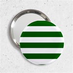 Horizontal Stripes - White and Dark Green 2.25  Handbag Mirror