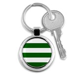 Horizontal Stripes - White and Dark Green Key Chain (Round)