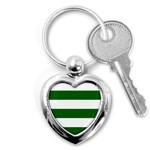 Horizontal Stripes - White and Dark Green Key Chain (Heart)