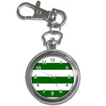 Horizontal Stripes - White and Dark Green Key Chain Watch