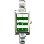 Horizontal Stripes - White and Dark Green Rectangle Italian Charm Watch