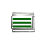 Horizontal Stripes - White and Dark Green Italian Charm (9mm)