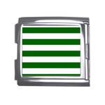 Horizontal Stripes - White and Dark Green Mega Link Italian Charm (18mm)