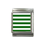 Horizontal Stripes - White and Dark Green Italian Charm (13mm)