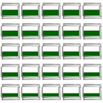 Horizontal Stripes - White and Dark Green 9mm Italian Charm (25 pack)