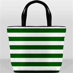Horizontal Stripes - White and Dark Green Bucket Bag