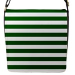 Horizontal Stripes - White and Dark Green Flap Closure Messenger Bag (S)