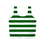 Horizontal Stripes - White and Dark Green Full Print Recycle Bag (S)