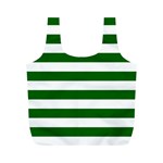 Horizontal Stripes - White and Dark Green Full Print Recycle Bag (M)