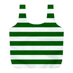 Horizontal Stripes - White and Dark Green Full Print Recycle Bag (L)