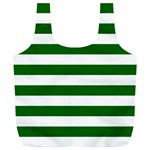 Horizontal Stripes - White and Dark Green Full Print Recycle Bag (XL)