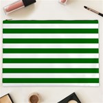 Horizontal Stripes - White and Dark Green Cosmetic Bag (XXL)