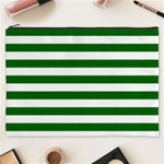 Horizontal Stripes - White and Dark Green Cosmetic Bag (XXXL)