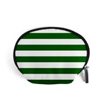 Horizontal Stripes - White and Dark Green Accessory Pouch (Small)