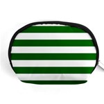 Horizontal Stripes - White and Dark Green Accessory Pouch (Medium)