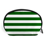 Horizontal Stripes - White and Dark Green Accessory Pouch (Large)