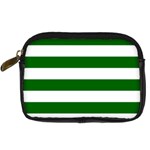 Horizontal Stripes - White and Dark Green Digital Camera Leather Case